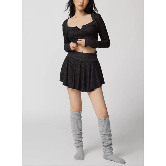 Urban Outfitters Dresses & Skirts - 🏷️NWT UO Lounge Set! Tate Cozy Knit Layered Top & Mini Skort Set In Black - S/M